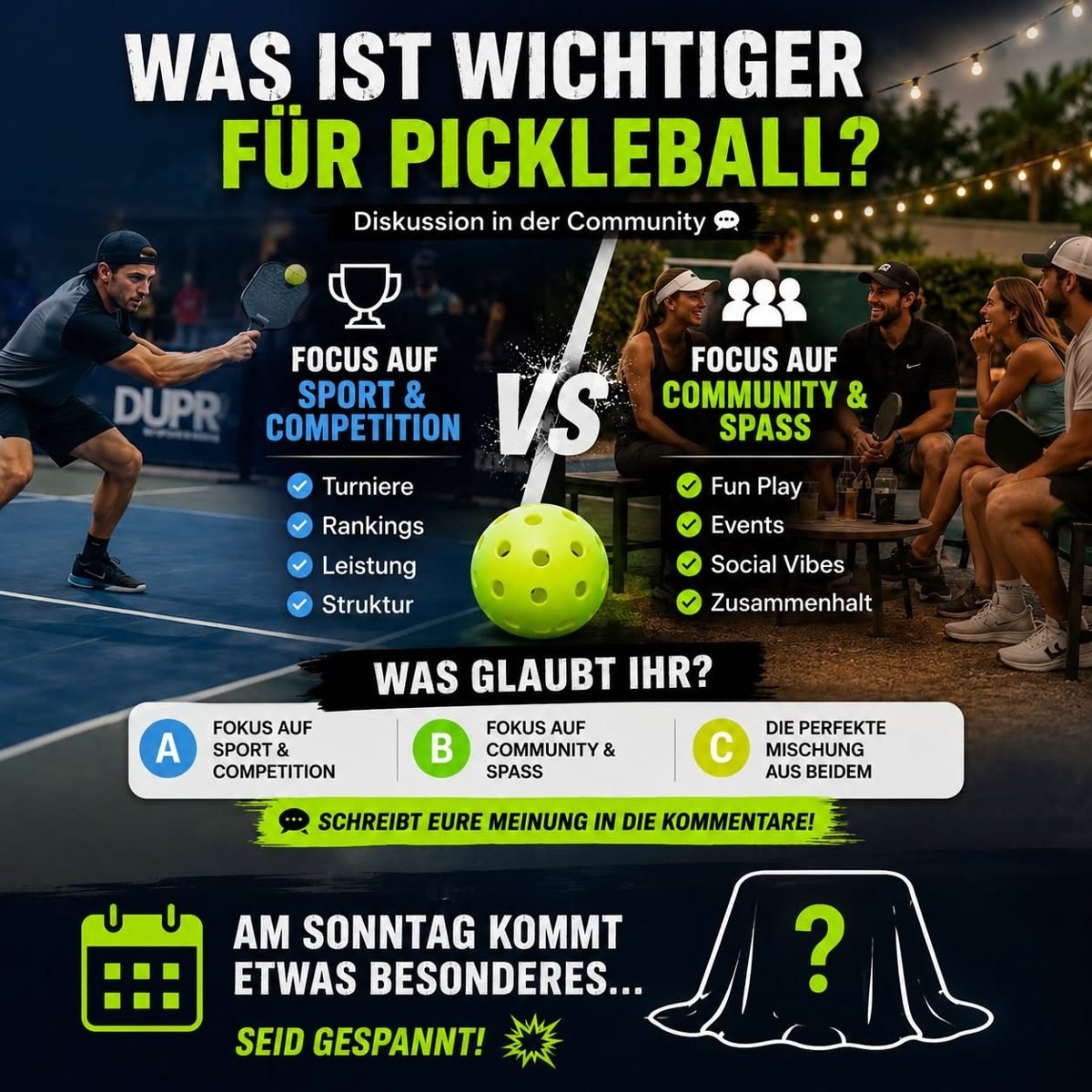 Was ist wichtiger für Pickleball: Sport & Competition oder Community & Spaß?